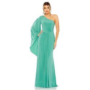 NWT Mac Duggal One Shoulder Gown with Center Fabric Detail Spring Green 2 #A0099